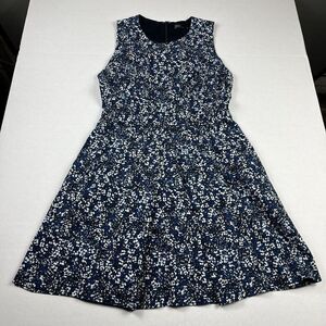 GAP Womens Fit And Flare Dress Floral Sleeveless Preppy Back Zip Work Size 8